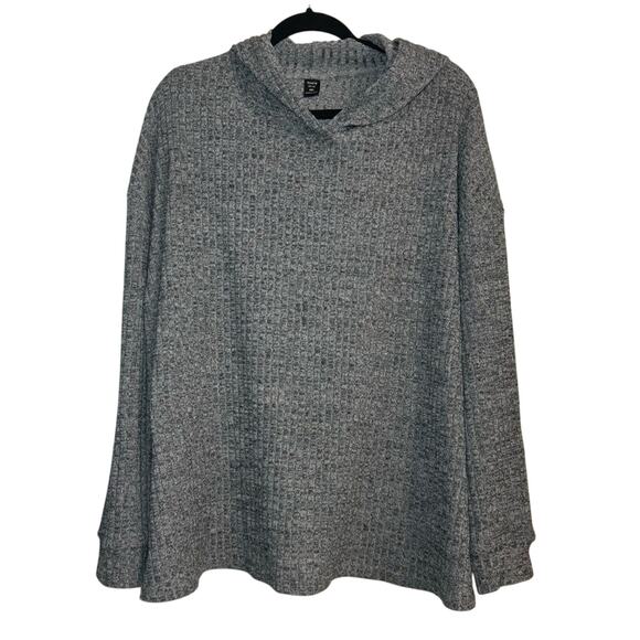 SHEIN Curve Gray Hooded Waffle Knit Pullover Sweater Plus 4X Cozy Casual - Picture 1 of 6